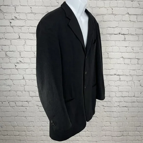 Armani Black Cashmere Soft 3 Button Vented Notch Blazer Italy Made Size 41